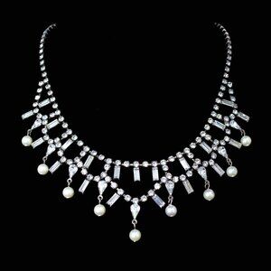 DANNIJO Silver Regency Pearl Crystal Statement Necklace